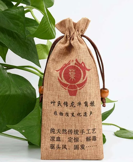 Fabric Bag Manufacturers Linen Storage Bag Horn Comb Retro Jute Storage Bag Jewelry Drawstring Drawstring Pocket Linen Bag