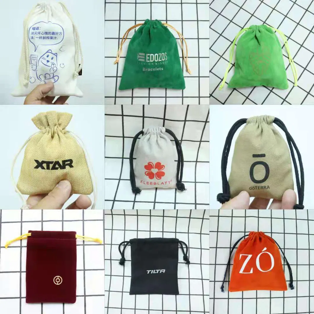 Source Manufacturers Promote The New Linen Bag with Delicate Texture and Drawstring Mouth Cotton Bag Food Tea Small Storage Bag