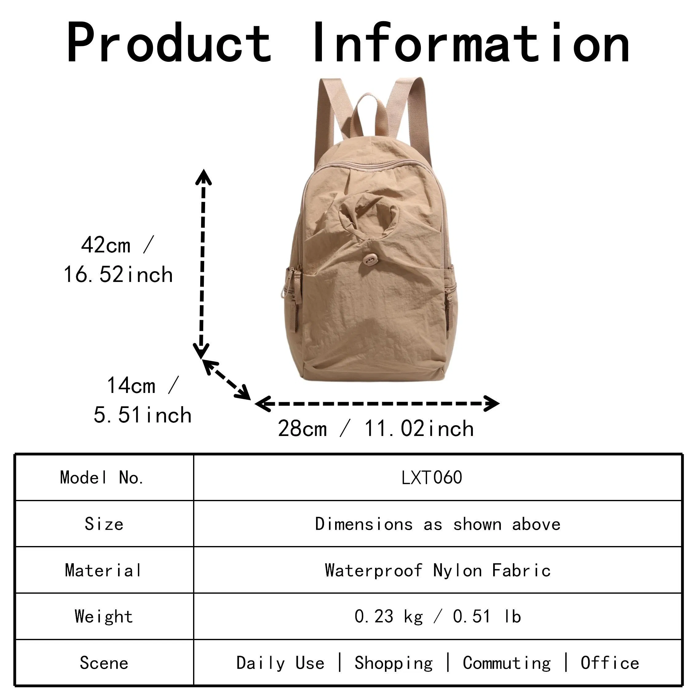 Light Green Unisex Nylon Backpack Drawstring Water Bottle Outer Pocket Custom Logo Polyester Lining Zipper Closure for Leisure Travel School