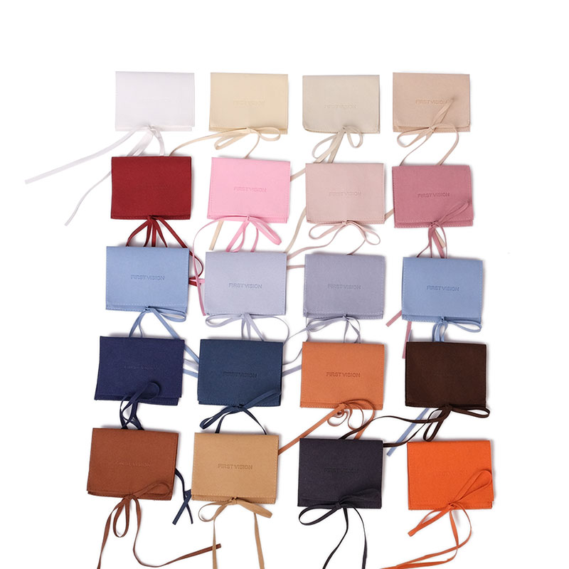 Custom Earring Drawstring Microfiber Jewelry Packaging Velvet Gift Shopping Dust Pouches Bags with Logo for Bracelet Jewellery