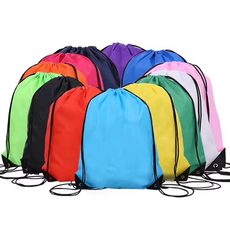 Custom logo Printed Promotional String Cinch Backpack Colorful 210D Polyesterpack Gym Sport Draw String Cinch Bag With Cords