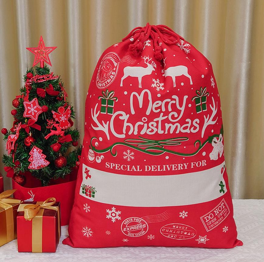 Christmas Decoration Gift Bag Santa Drawstring Pouch Cotton Bag Jute Bag
