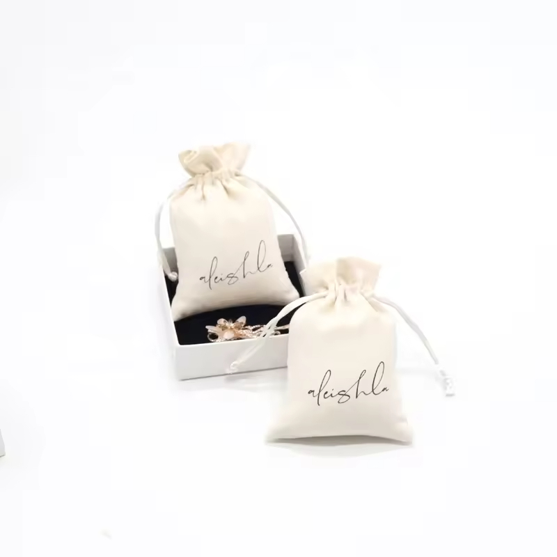 Custom Logo Flexography Ruffle Top Cream Imitation Suede Jewellery Gift Bags Suede Pouch Drawstring Jewellery Travel Bags