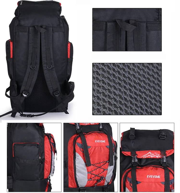 80L Large Capacity Rucksack Drawstring Nylon Outdoor Camping Travelling Waterproof Hiking Backpack