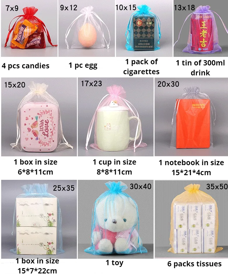 Christmas Organza Bag Size Display 3