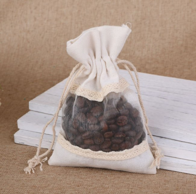 Wholesale Jewelry Jute Drawstring Pouch Creative Candy Gift Bag with Window