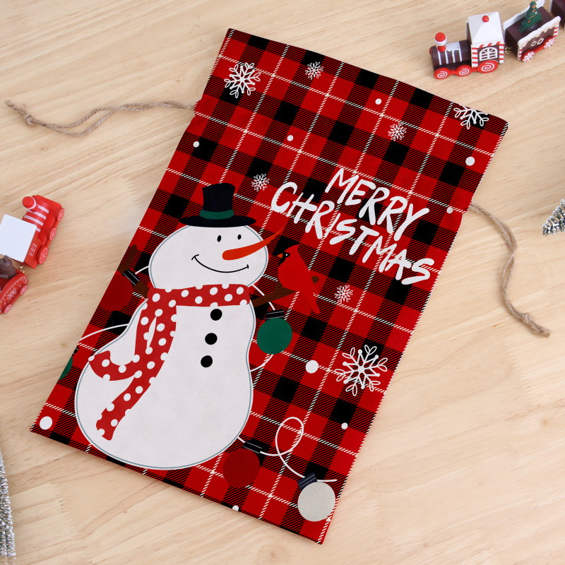 Wholesale Custom Christmas Decoration Printed High Quality Jute Drawstring Gift Bag