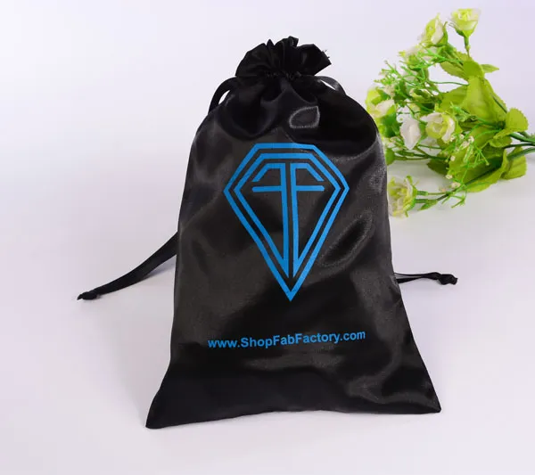 Pink Satin Gift Bag Packaging Jewelry Pouch Pure Silk Drawstring Pouch Eye Mask Sachet Print Logo