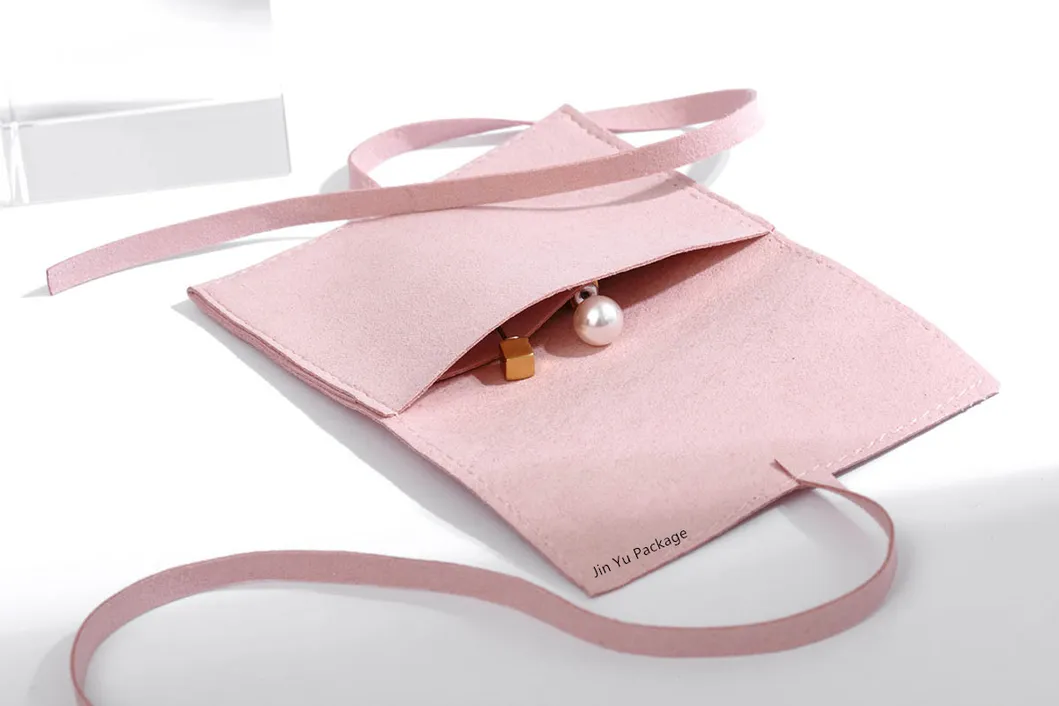 Custom Envelope Suede Leather Drawstring Gift Jewelry Pouch Manufacturer