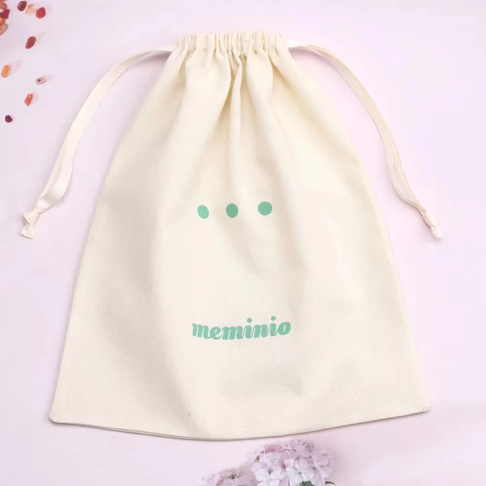 Natural Eco Friendly Cotton Linen Drawstring Bags Small Items Organizer for Travel and Gift with Free Design
