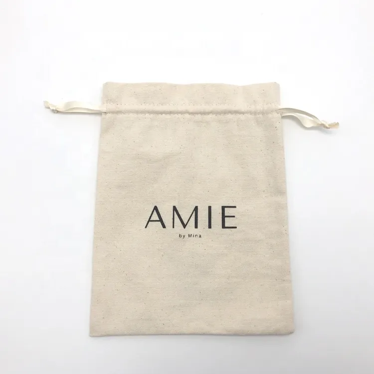 Custom Logo Muslin String Bag Eco Cotton Canvas Drawstring Pouch Bag for Gift