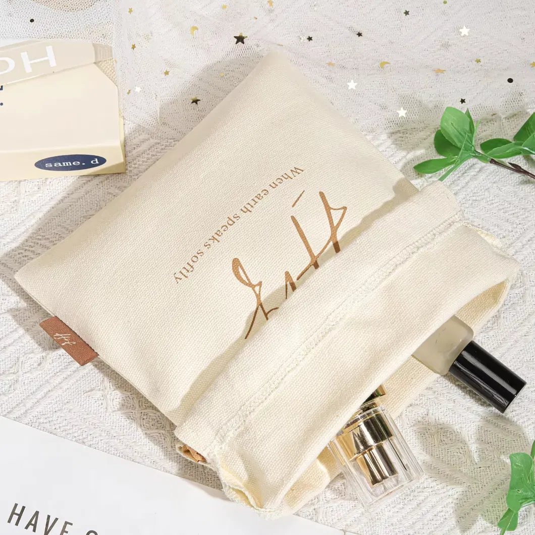 Stylish Custom Logo Canvas Drawstring Bags