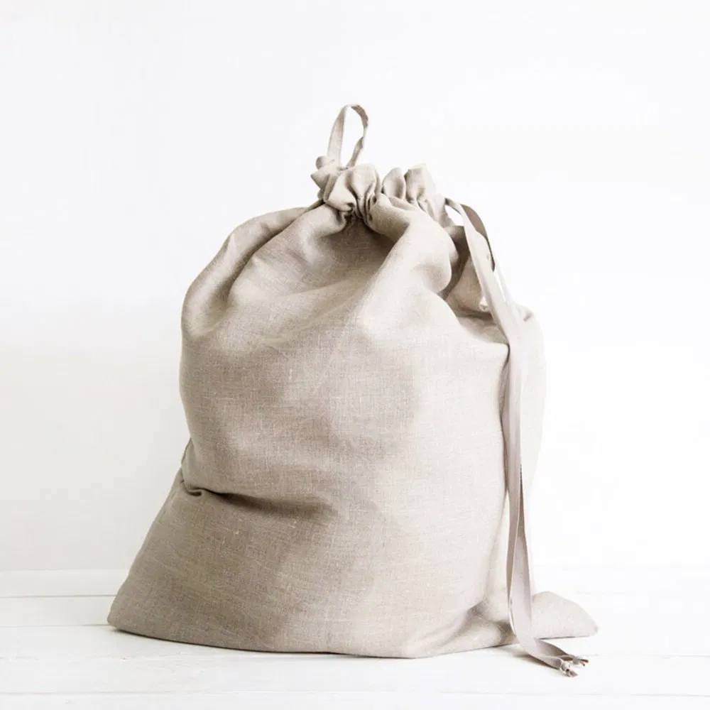 Recycle Custom Printed Promotional Sustainable Jute Linen Burlap Hemp Drawstring Backpack Bag