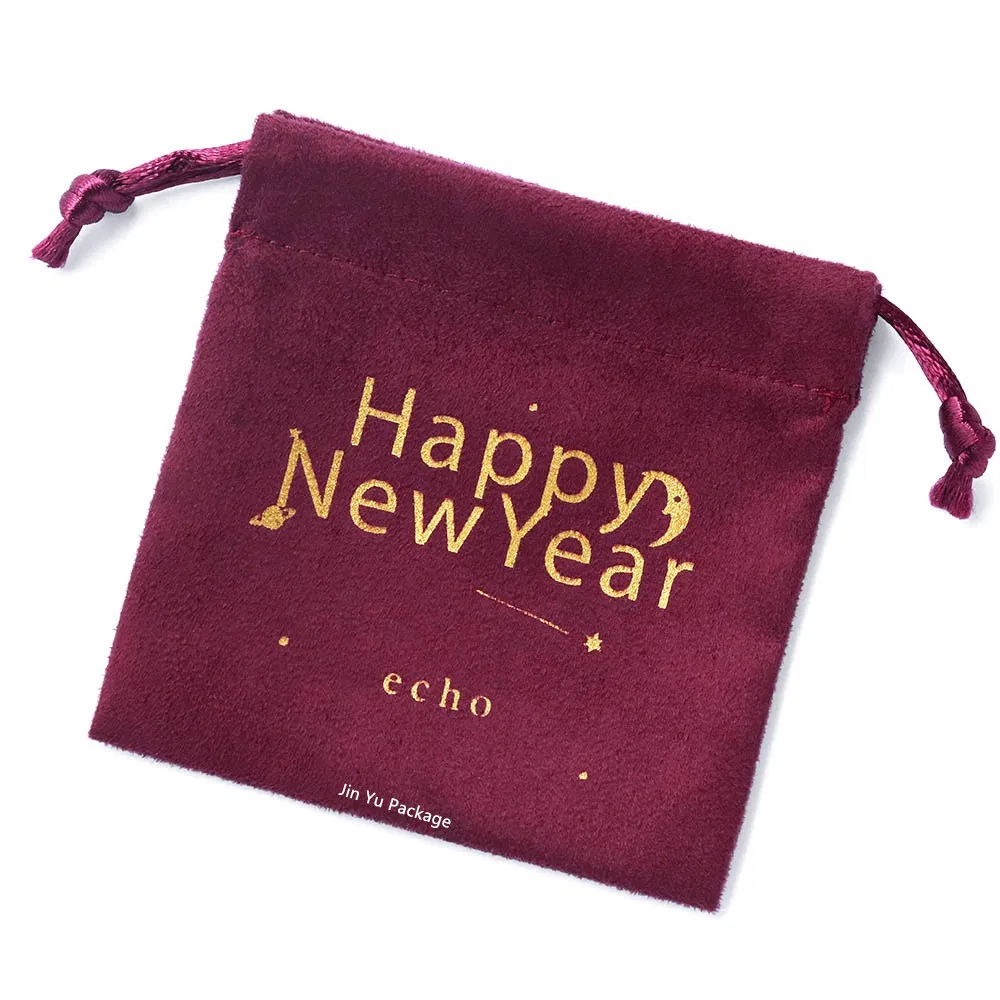 Custom Pink Color Suede Fabric Velvet Drawstrings Jewelry Gift Pouch