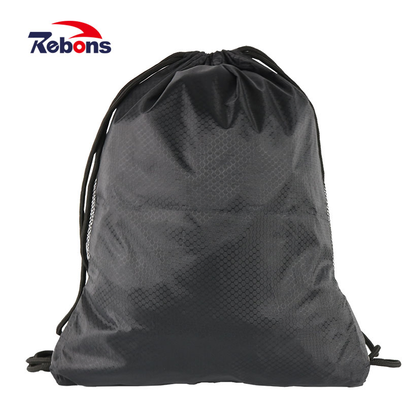 420d Nylon Waterproof Reflective Travel Sports Gym Drawstring Bag Backpack Promotion