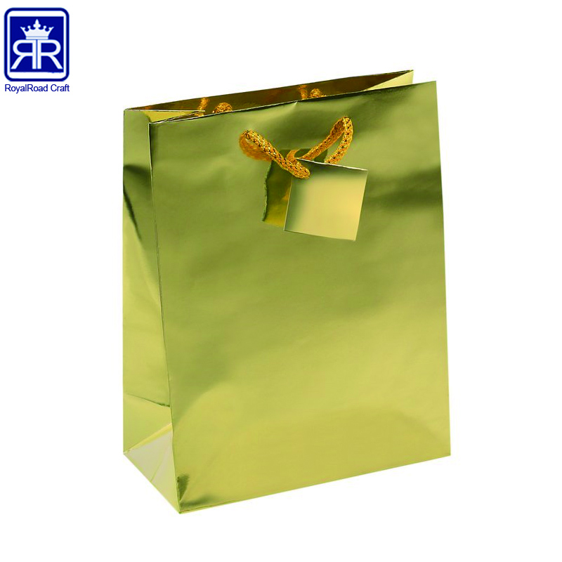 Wholesale Custom Logo Colorful Metallic Gold Foil Art Paper Bag for Wedding Pillow Household Products Perfect Gift Packaging