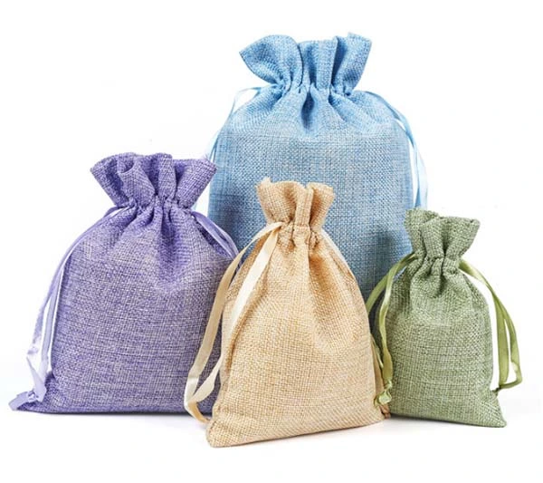 Colored Jute Bag Drawstring Gift Beads Bags for Storage