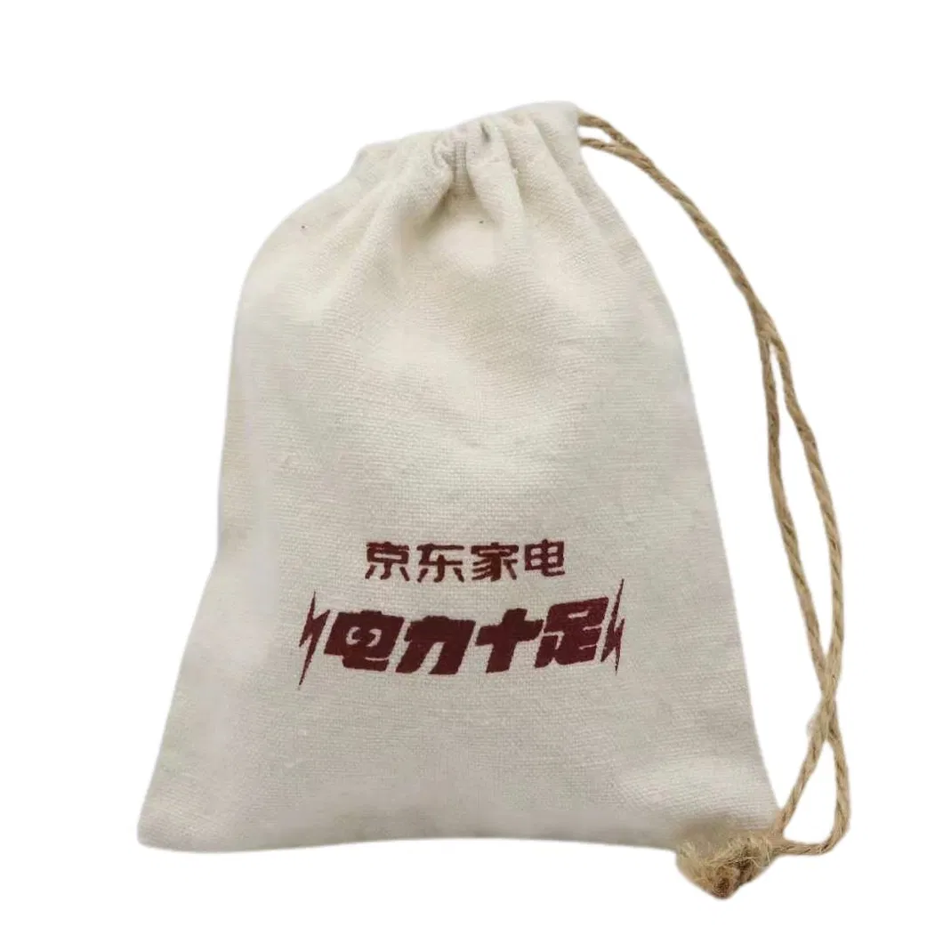 Source Manufacturers Promote The New Linen Bag with Delicate Texture and Drawstring Mouth Cotton Bag Food Tea Small Storage Bag