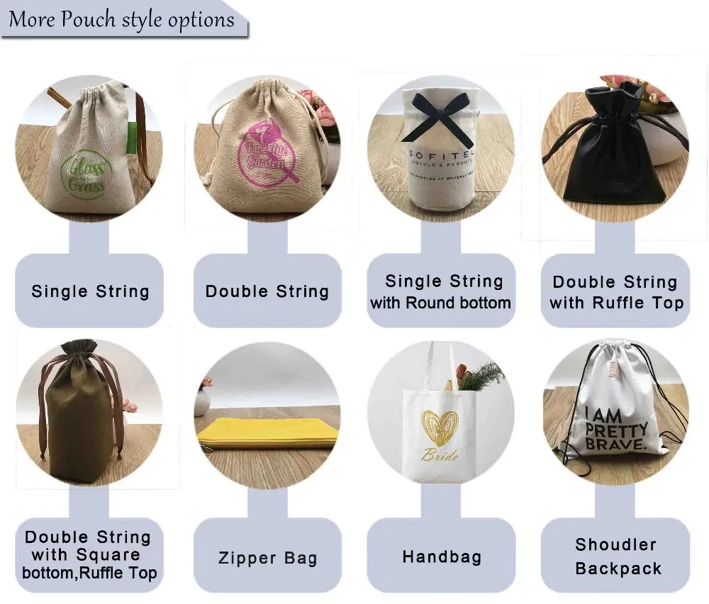 High Quality Canvas Cotton Fabric Packaging Drawstring Small Cloth Pouch Bag