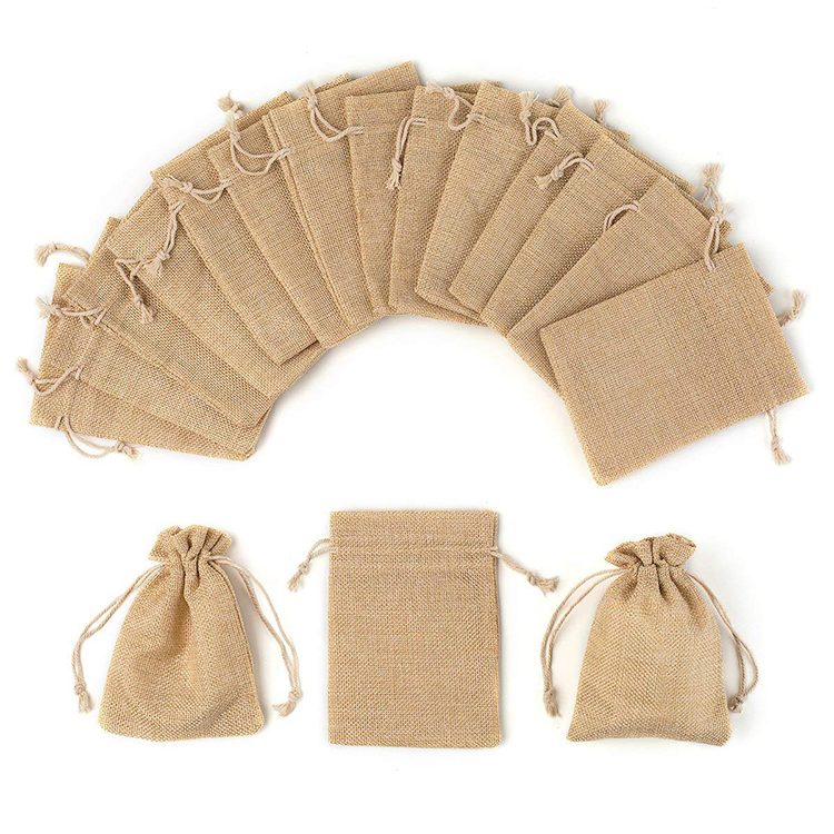 Cheap Party Favor Festival Presents Burlap Jewelry Pouches Small Jute Drawstring Bag