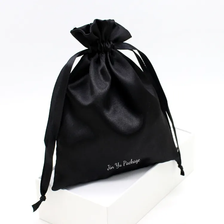 Luxury White Silk Satin Drawstring Jewelry Gift Packaging Pouch Bags
