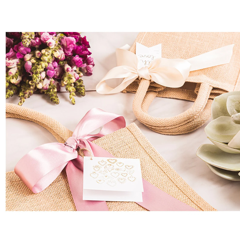 Small Jute Burlap Gift Bag Wedding Favor Eco Friendly Party Bag Custom