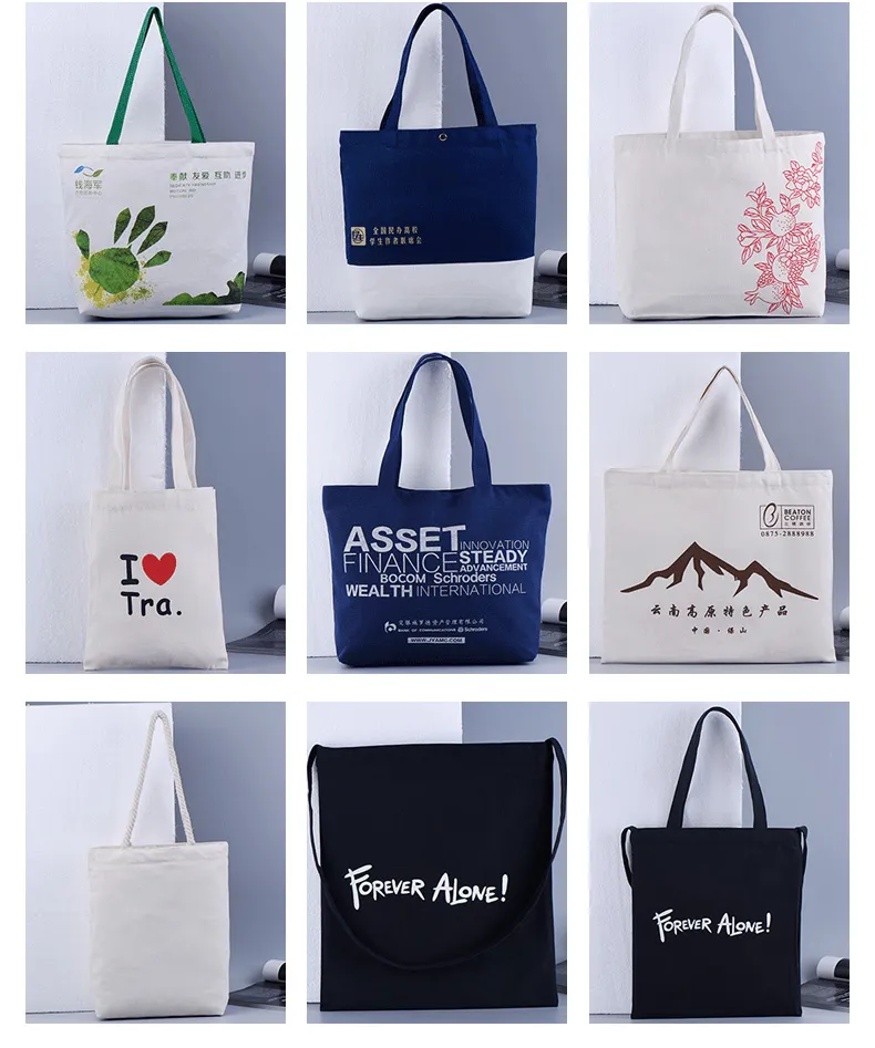 Custom Promotion Cheaper Outdoor Drawstring Cotton Canvas Shopping Tote Bag