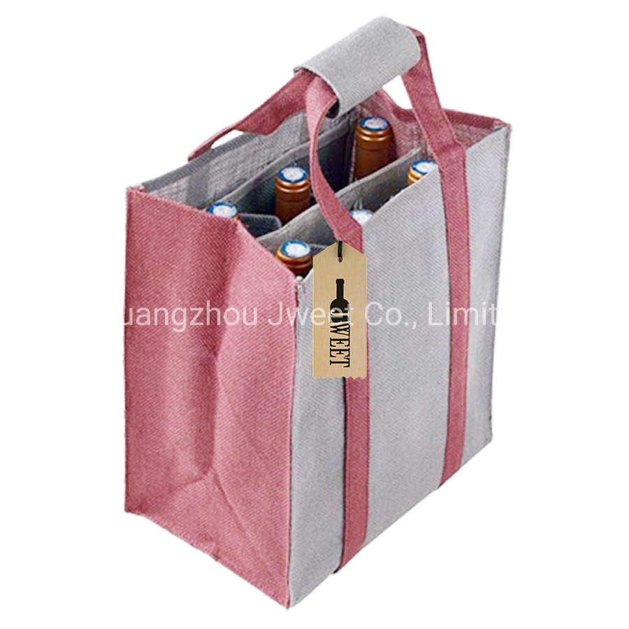 Custom Round Bottle Cotton Linen Wine Drawstring Gift Bag