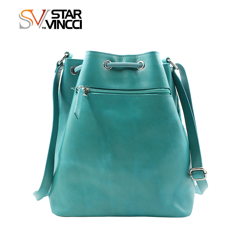 Handmade Horse Hair Drawstring Bag Leather Gem Rivet Shoulder Crossbody Bags for Women