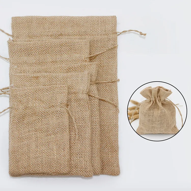 Burlap Bags Wedding Sacks Linen Sack Cocoa Jute Bag Favor with Drawstring