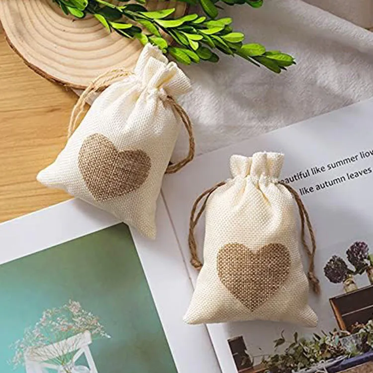 Wholesale Customised Natural Jute Burlap Drawstring Bag Large