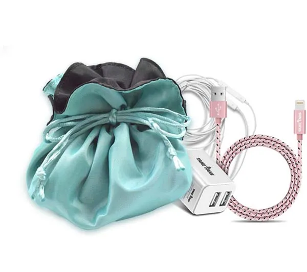 Fabric Drawstring Gift Bag Soft Satin Gift Pouch with Silk Ribbon Printed Logo Silk Jewelry Bag