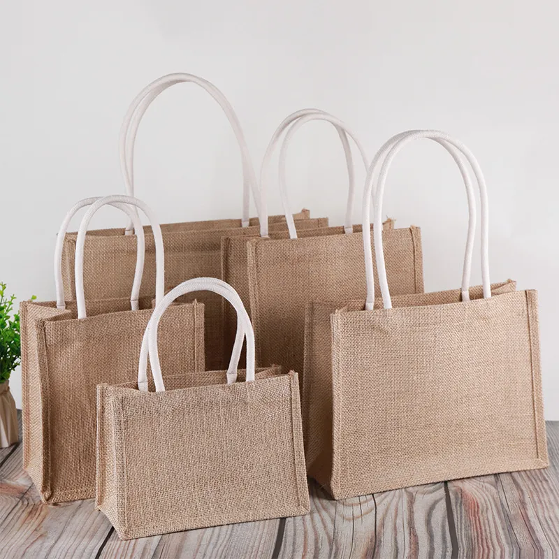 Wholesale Natural Burlap Drawstring Pouch Custom Printed Gift Bag Interesting Casual Handbag Design for Wedding Favor Party Supply