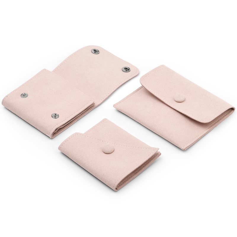 FANXI China Custom pink Durable Microfiber Jewelry Gift Bag with Button Ring Earrings Bangle Storage Package Jewelry Pouch