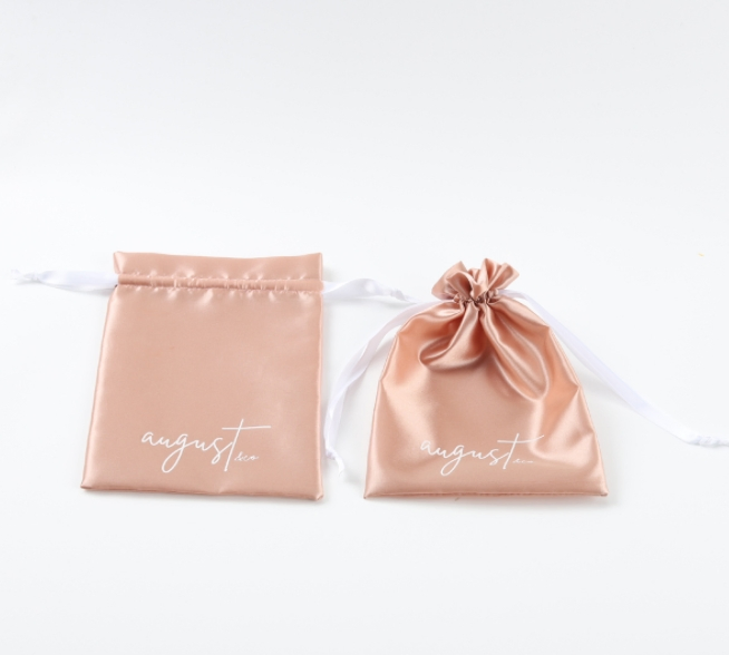 Custom Size Logo Lady Jewelry Drawstring Silk Satin Gift Dust Pouch
