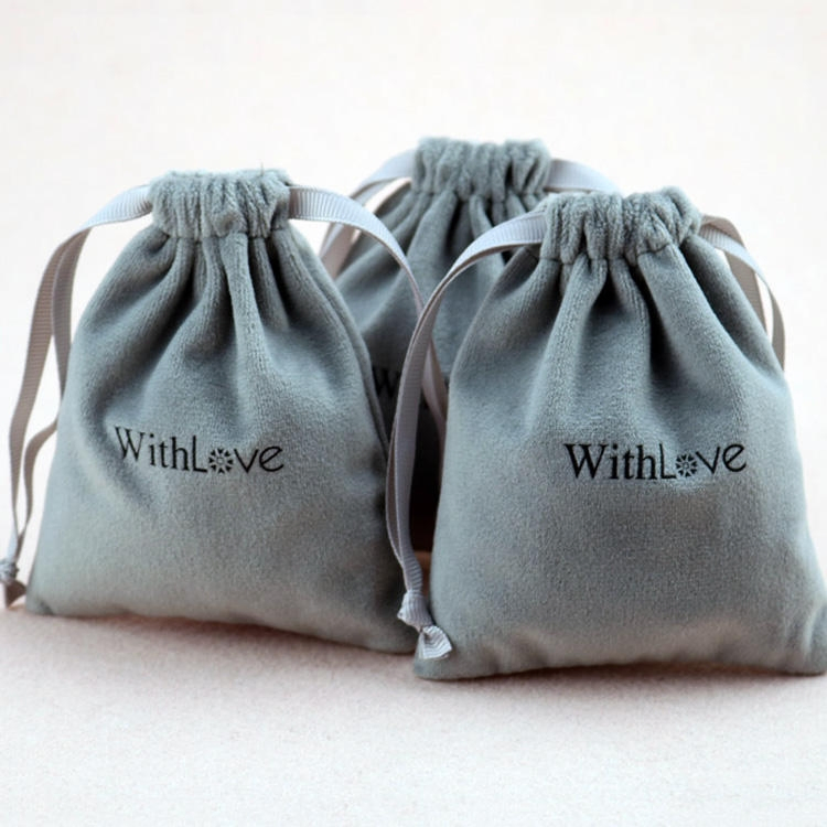 Cheap Luxury Silk Suede Jewelry Bag Pouch with Logo Printed