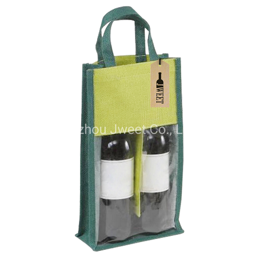 Custom Round Bottle Cotton Linen Wine Drawstring Gift Bag