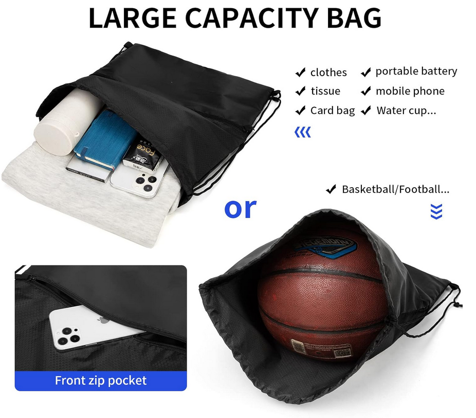 Custom Promotional Drawstring Backpack Gym Cinch Bag Foldable Draw String Back Bag Sports Bag for Gym Sports Travel Outside