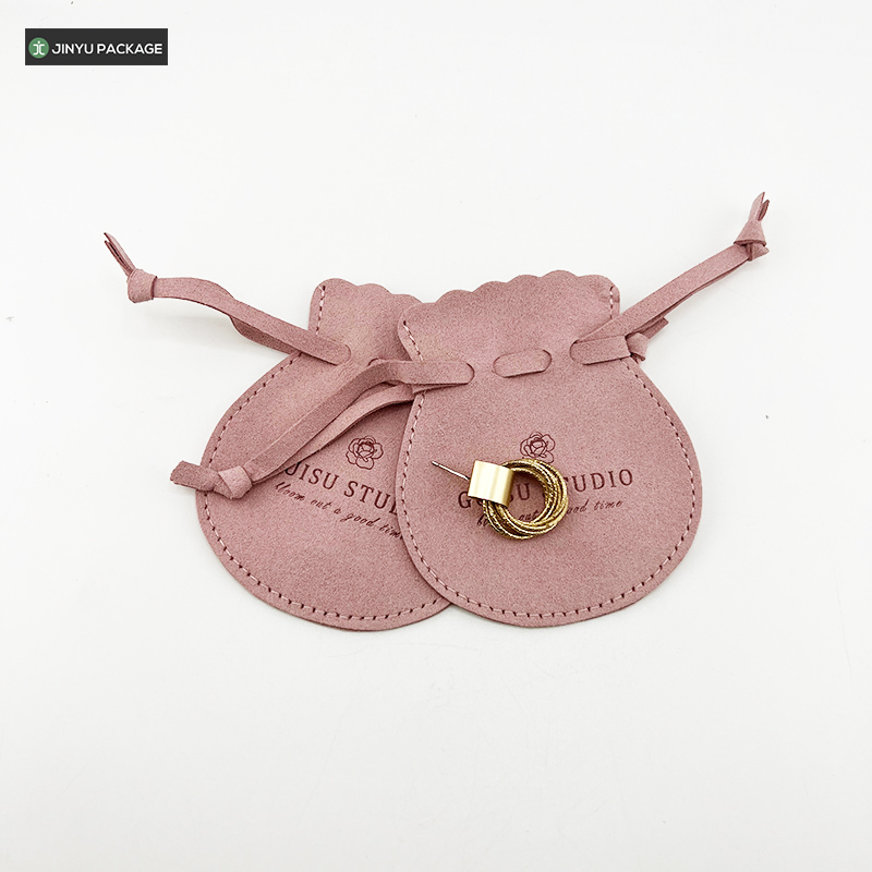 Luxury Suede Microfiber Drawstring Jewelry Pouch Bags Factory with Embossing Logo