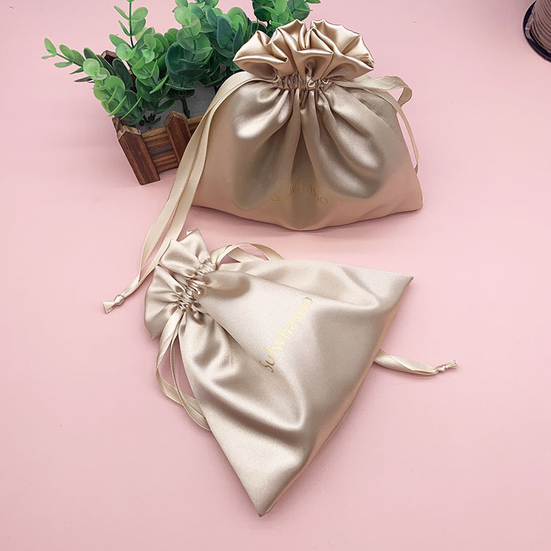 High Quality Custom Print Logo Reusable Travel Portable Candy Color Silk Cloth Jewelry Dust Satin Drawstring Pouch Bag
