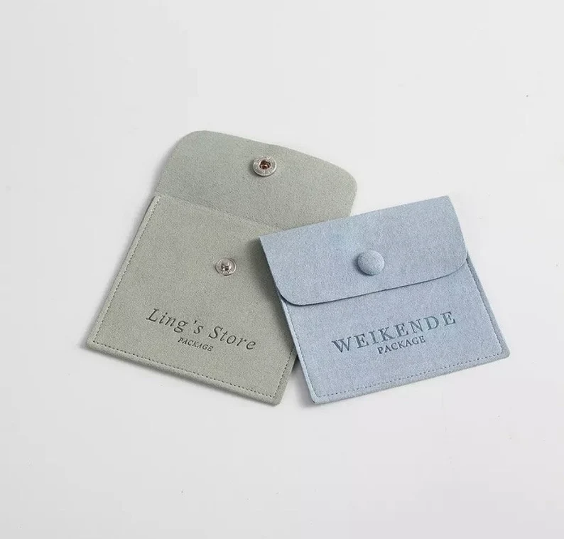 Microfiber Jewelry Packaging Bags Gift Bag Pouches Custom Logo Microfiber Flap Fiber Jewelry Pouch