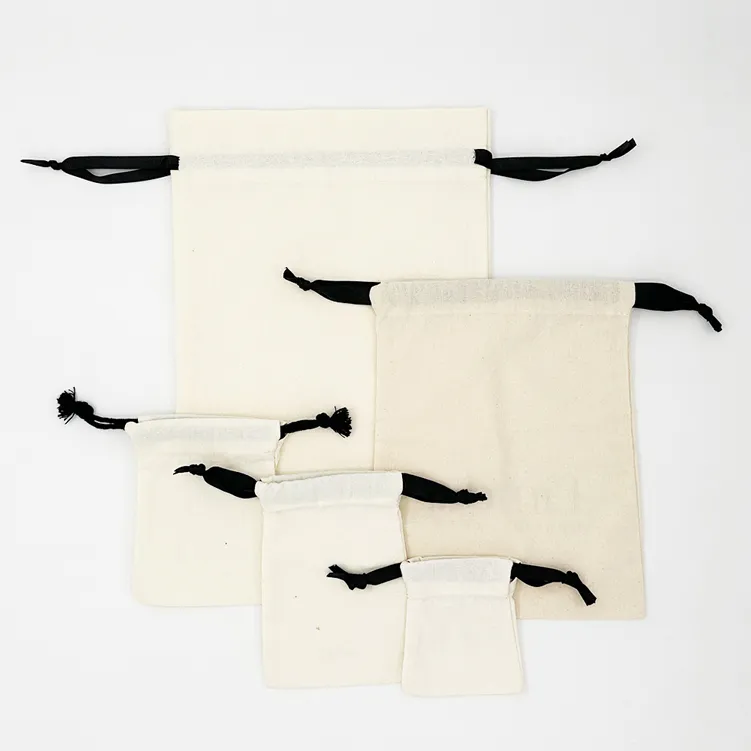 Round Cotton Linen Canvas Gift Drawstring Dust Bag