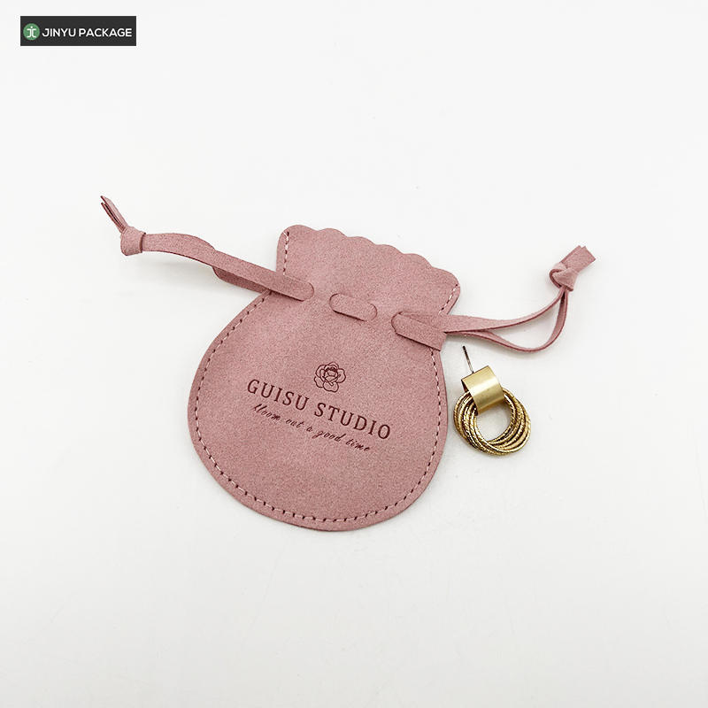 Luxury Suede Microfiber Drawstring Jewelry Pouch Bags Factory with Embossing Logo