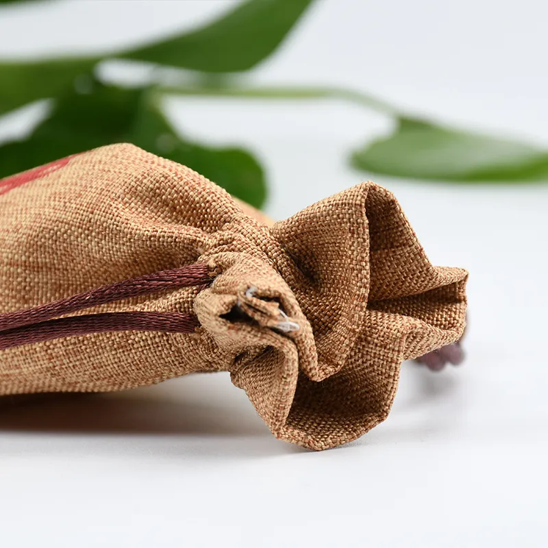 Fabric Bag Manufacturers Linen Storage Bag Horn Comb Retro Jute Storage Bag Jewelry Drawstring Drawstring Pocket Linen Bag