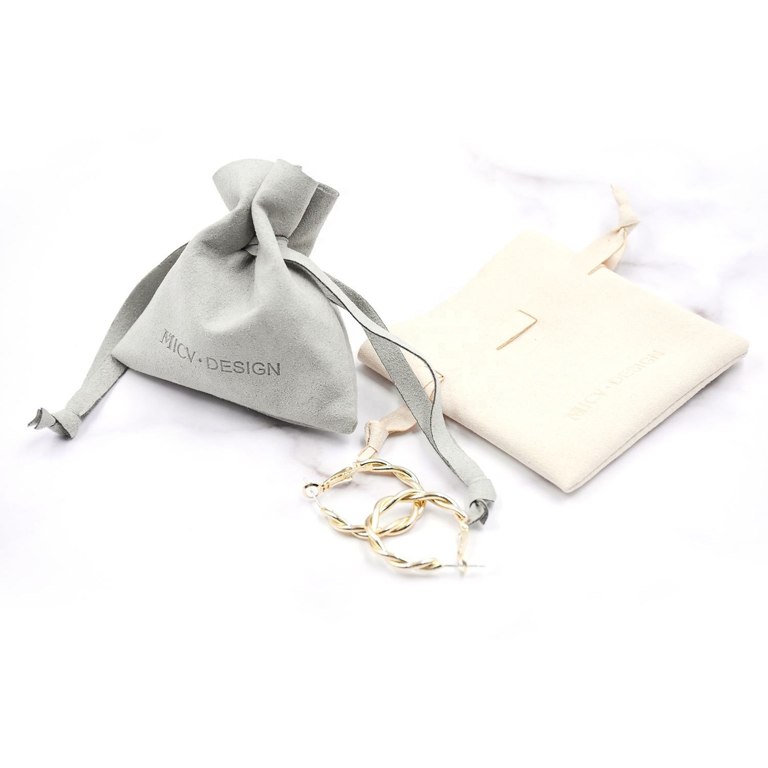 Bestpackaging Drawstring Jewelry Pouch Suede Jewel Packaging Bag Custom logo Jewelri Gift Bag Microfibre Leather
