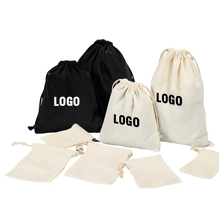 Round Cotton Linen Canvas Gift Drawstring Dust Bag