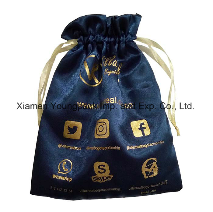 Personalized Custom Printed Luxury Small White Satin Fabric Jewelry Pouch