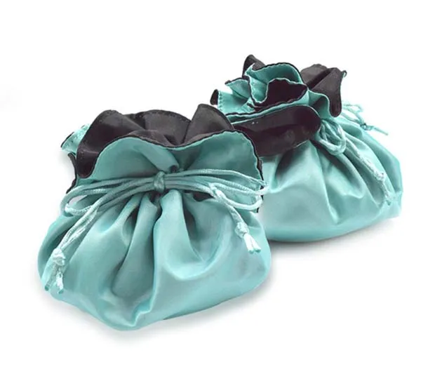 Fabric Drawstring Gift Bag Soft Satin Gift Pouch with Silk Ribbon Printed Logo Silk Jewelry Bag