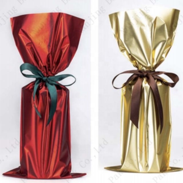 BPB Hot Selling Colored Wrappers Silver Foil Mylar Wine Bottle Gift Bags