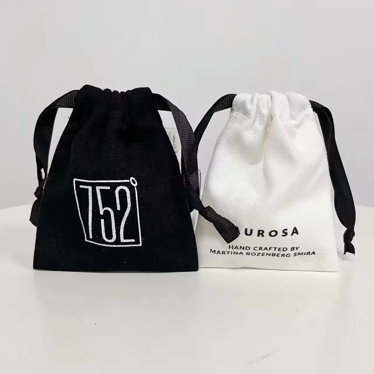Custom Jewelry Packaging Pouch Customized White Organic Cotton Canvas Drawstring Bag